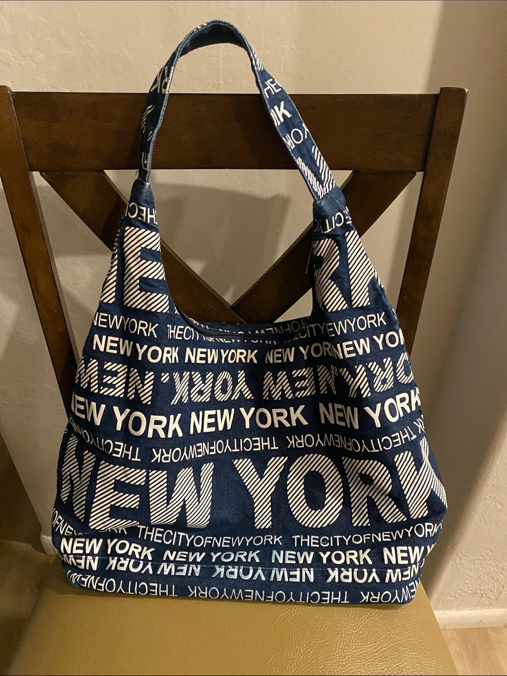 Robin Ruth Navy and White New York Print Tote Bag